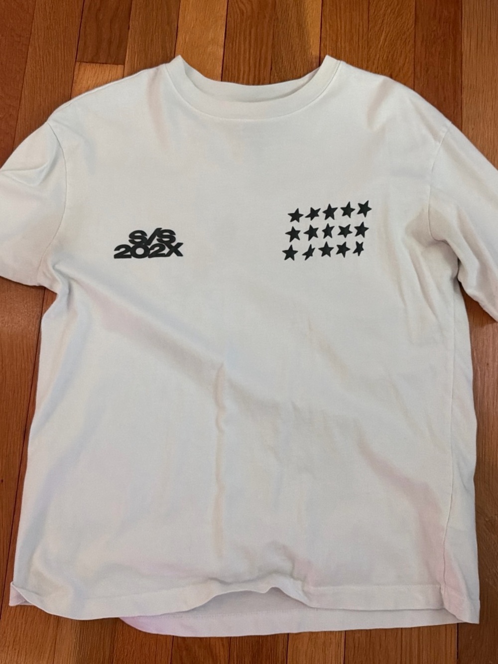H&M White Short Sleeve Tee with Black Star Print